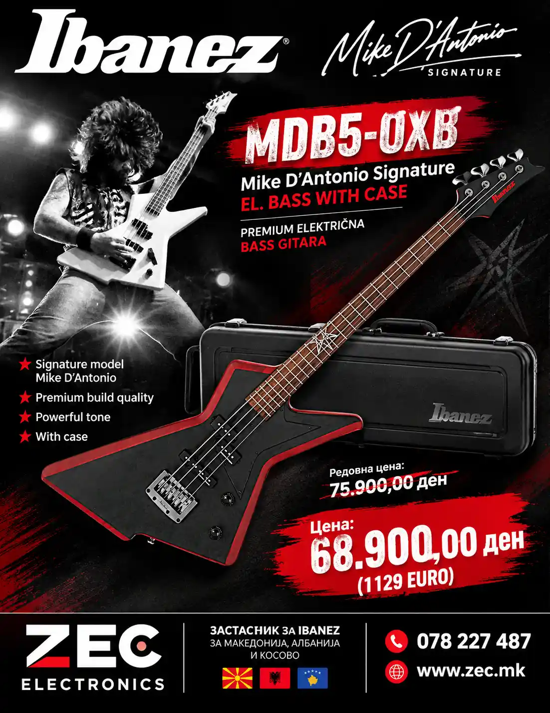 IBANEZ IBANEZ MDB5-OXB Mike D'Antonio Signature EL. BASS WITH CASE - Image 2